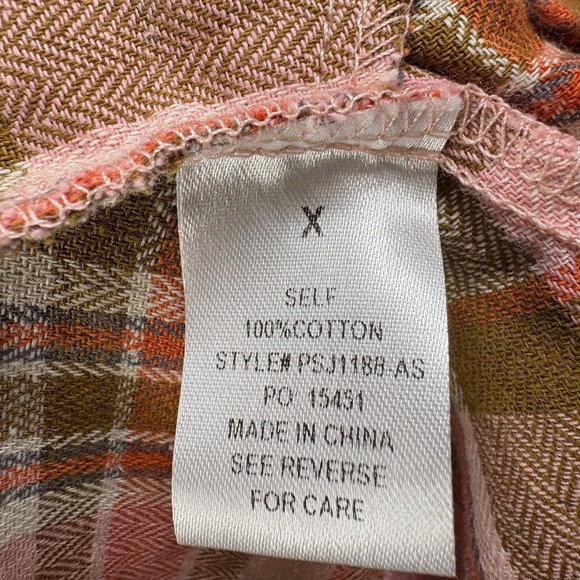 Arula Plaid Flannel Button Down Shirt Dress Plus Size X Pink Brown Country - Picture 6 of 11